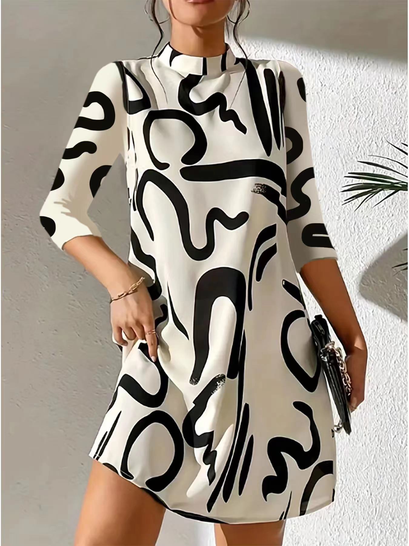 Fashion Printing Dress Polyester Women